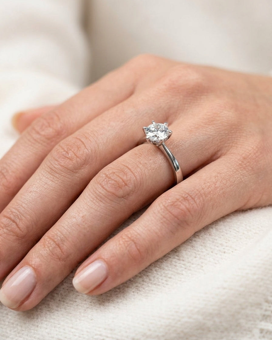 Solitaire Engagement Ring — Luxury Bridal Jewelry Close-up | Generated by Modelize