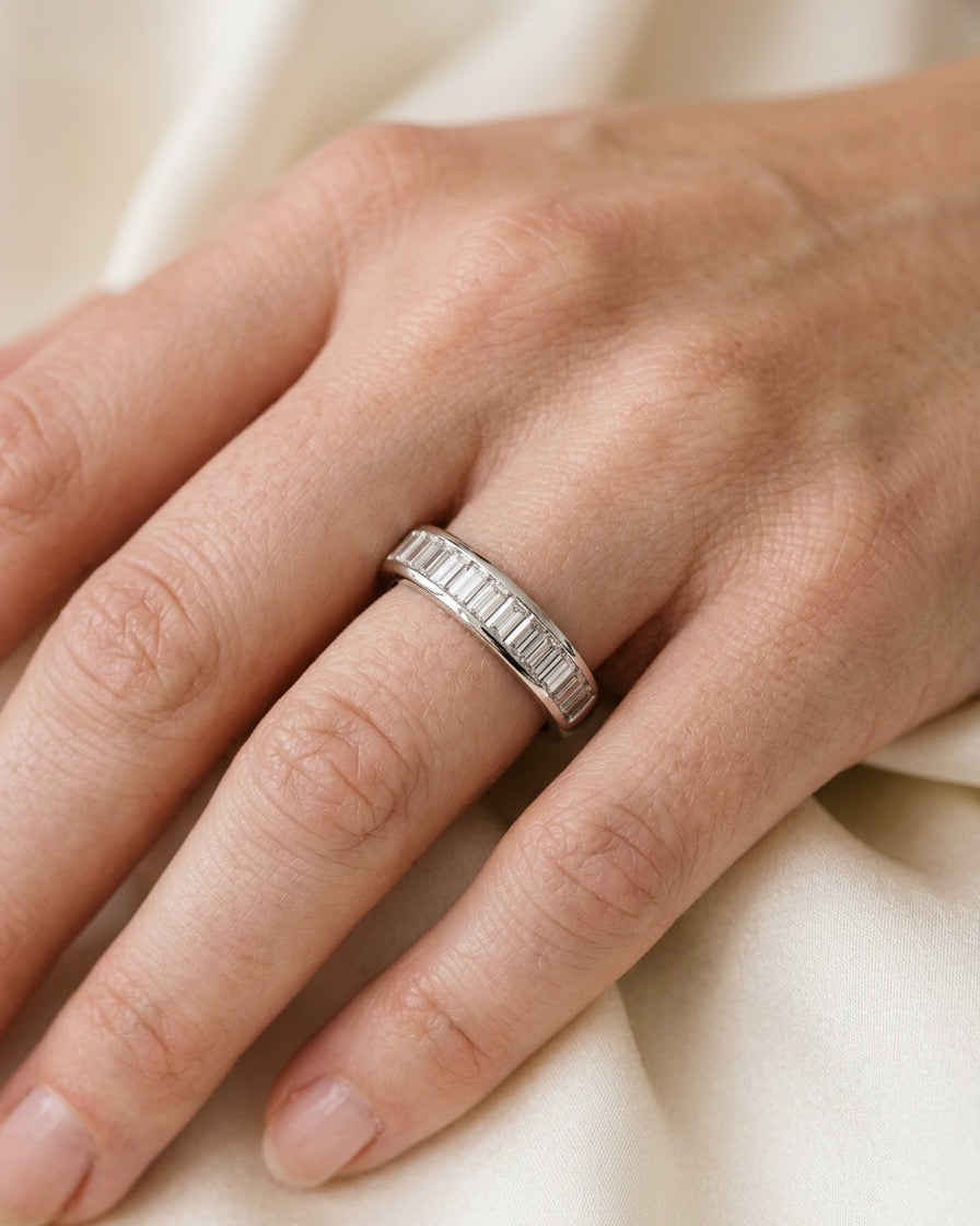 Eternity Band / Wedding Ring — Luxury Bridal Jewelry Close-up | Generated by Modelize