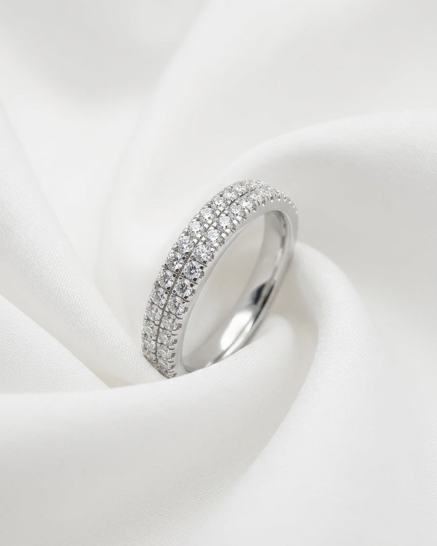 Double-row diamond band — Minimalist White Cloth Jewelry Set | Generated by Modelize