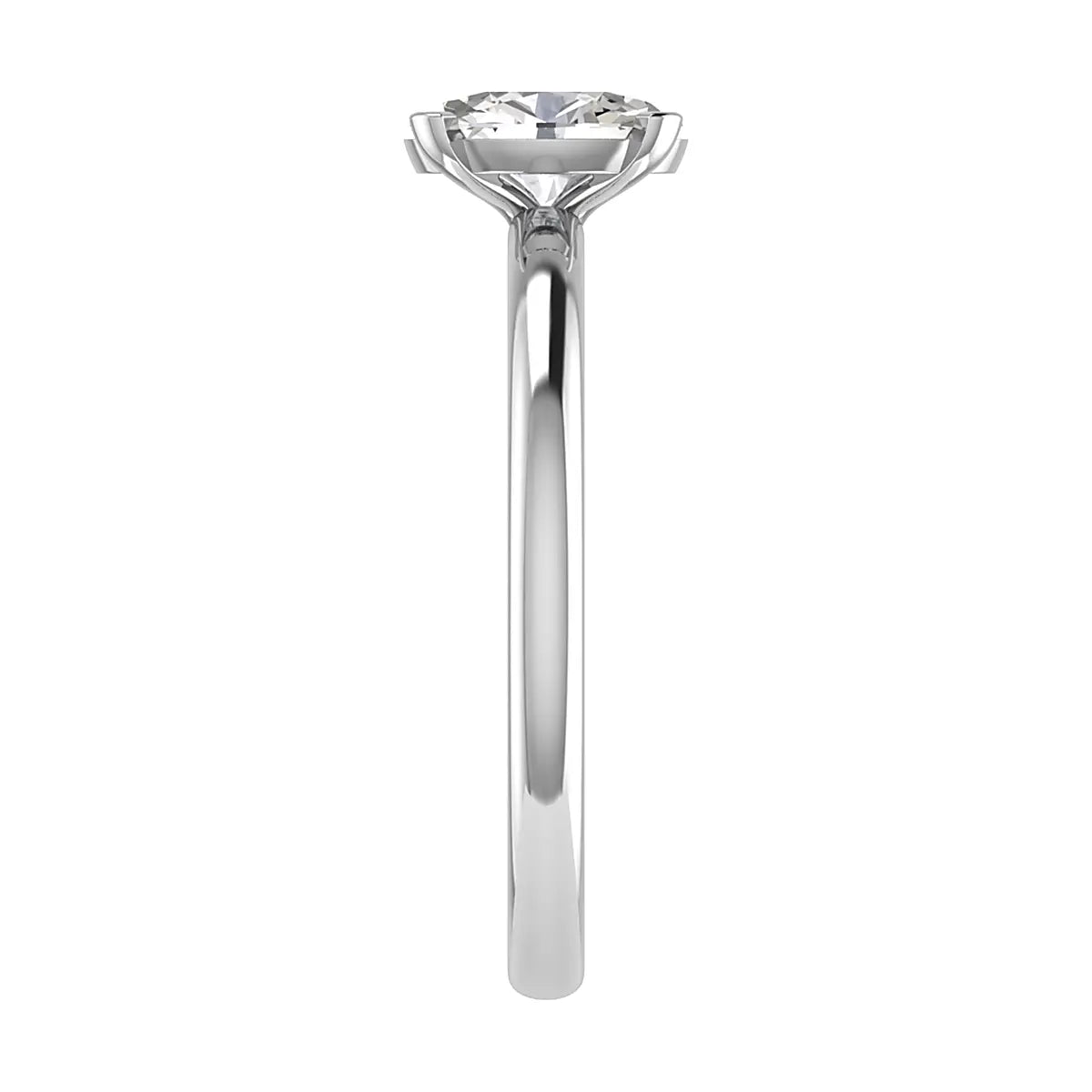 Oval Lab Grown Diamond Low Set | 18K White Gold - Lester & Brown