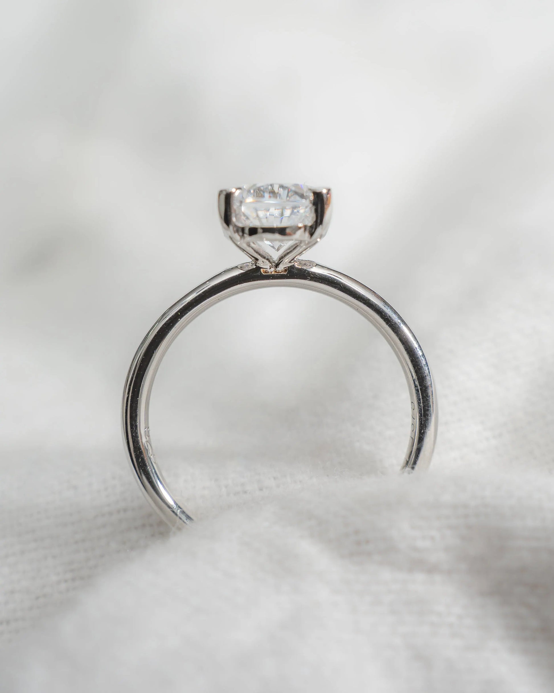 Oval Lab Grown Diamond Low Set | 18K White Gold - Lester & Brown