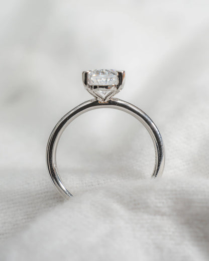 Oval Lab Grown Diamond Low Set | 18K White Gold - Lester & Brown