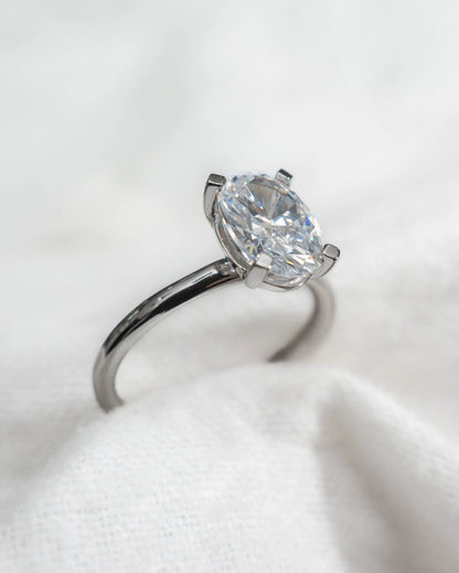 Oval Lab Grown Diamond Low Set | 18K White Gold - Lester & Brown