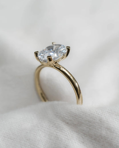 Oval Lab Grown Diamond Low Set | 18K Yellow Gold - Lester & Brown