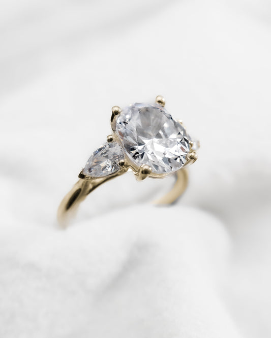 Oval & Pear Yellow Gold Lab Grown Diamond Trilogy - Lester & Brown