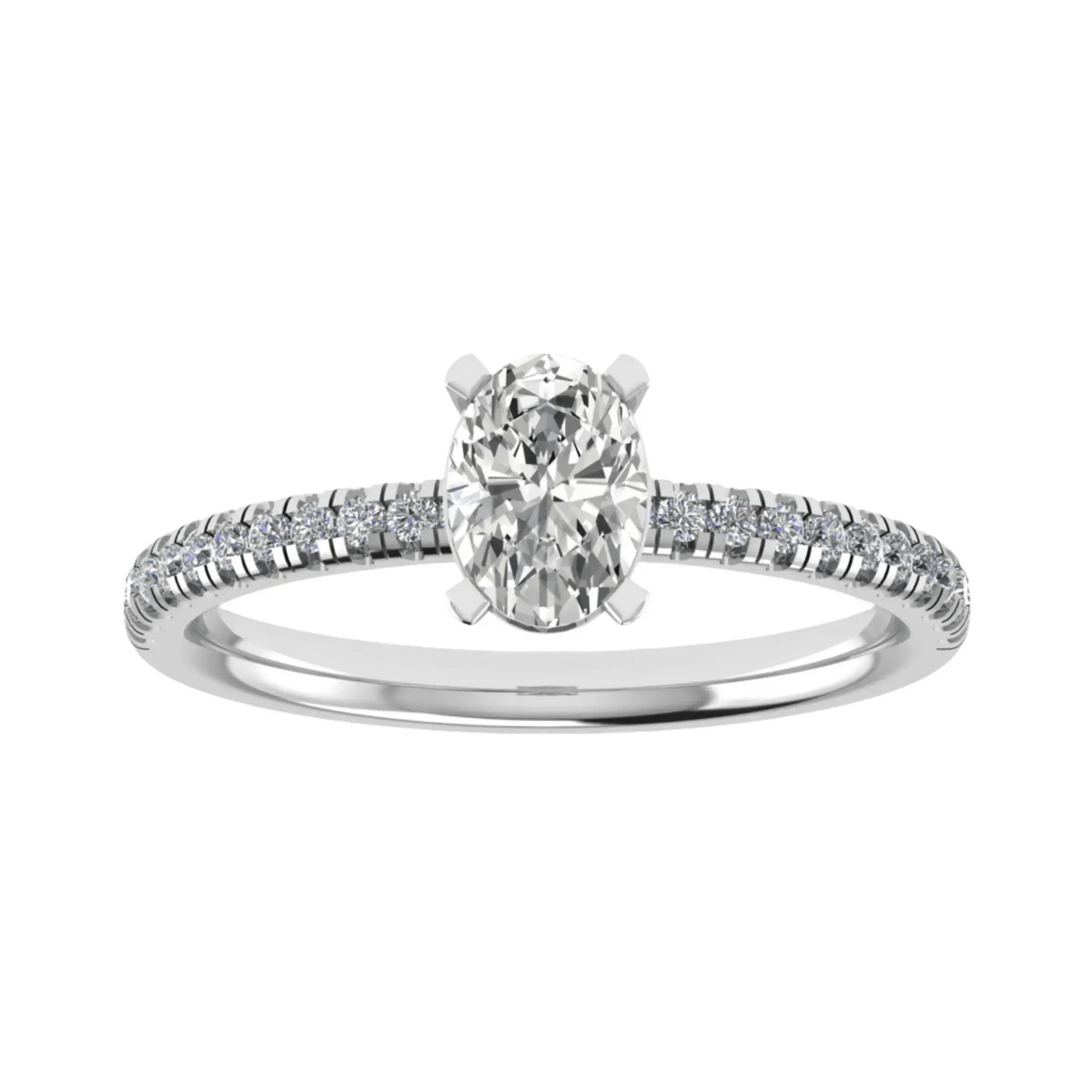 Oval Platinum Lab Grown Diamond Set Shoulders - Lester & Brown