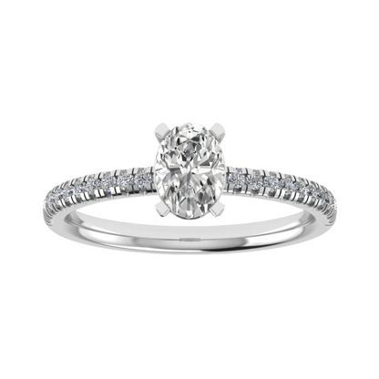 Oval Platinum Lab Grown Diamond Set Shoulders - Lester & Brown
