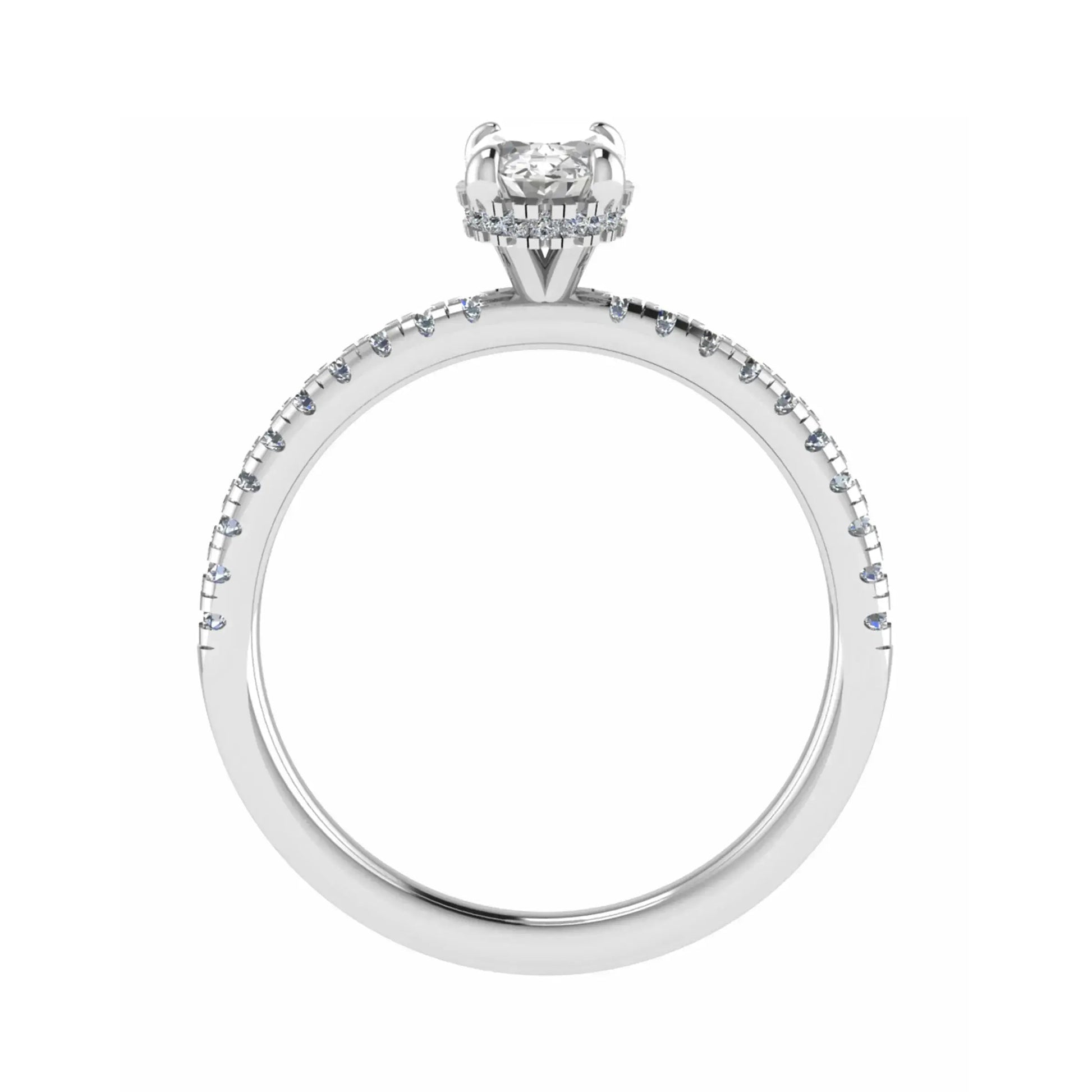 Oval Platinum Lab Grown Diamond Set Shoulders (Hidden Halo) - Lester & Brown
