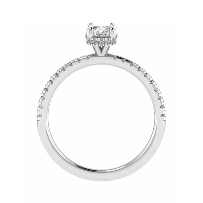 Oval Platinum Lab Grown Diamond Set Shoulders (Hidden Halo) - Lester & Brown