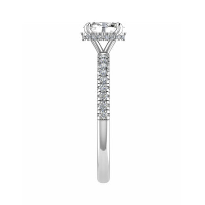Oval Platinum Lab Grown Diamond Set Shoulders (Hidden Halo) - Lester & Brown