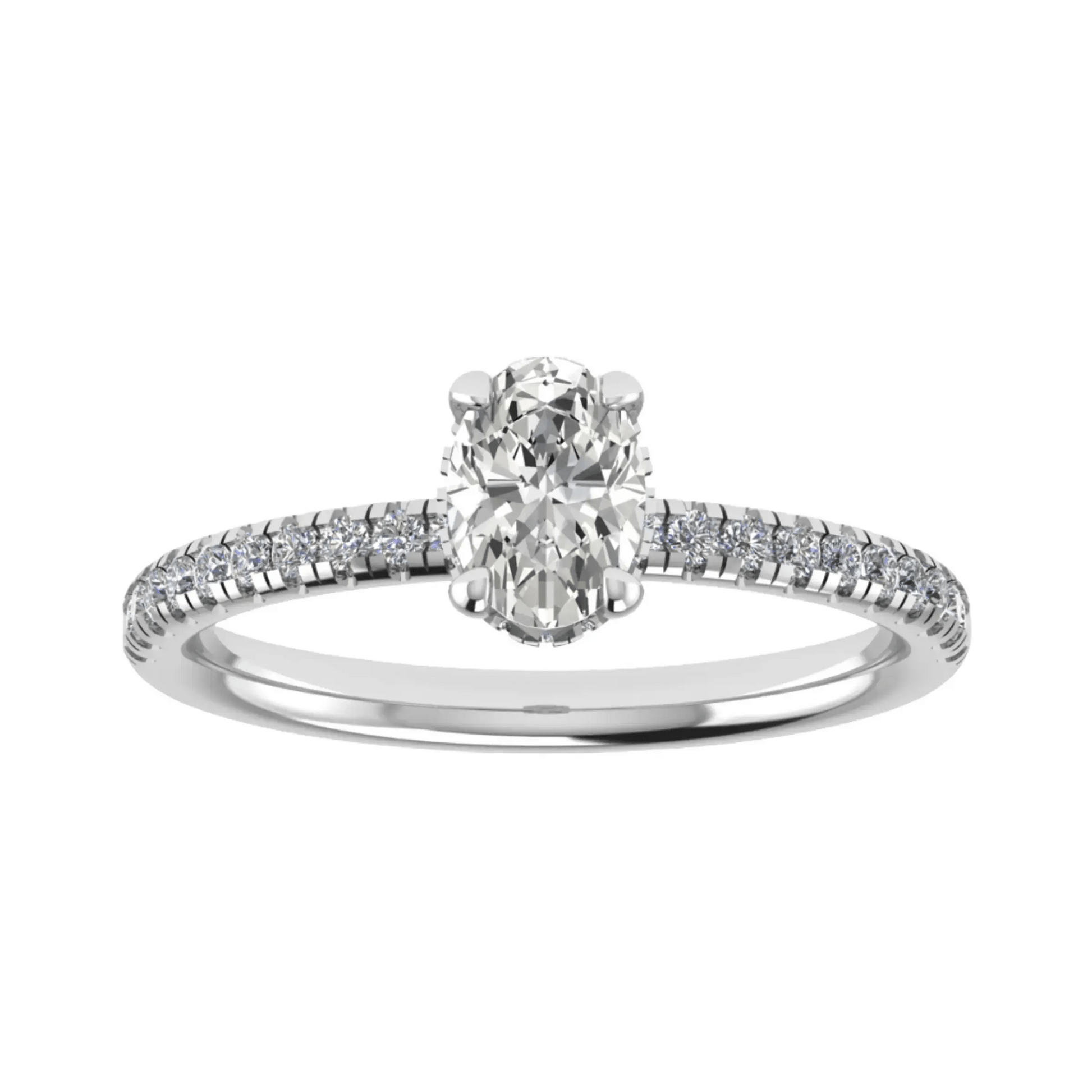 Oval Platinum Lab Grown Diamond Set Shoulders (Hidden Halo) - Lester & Brown