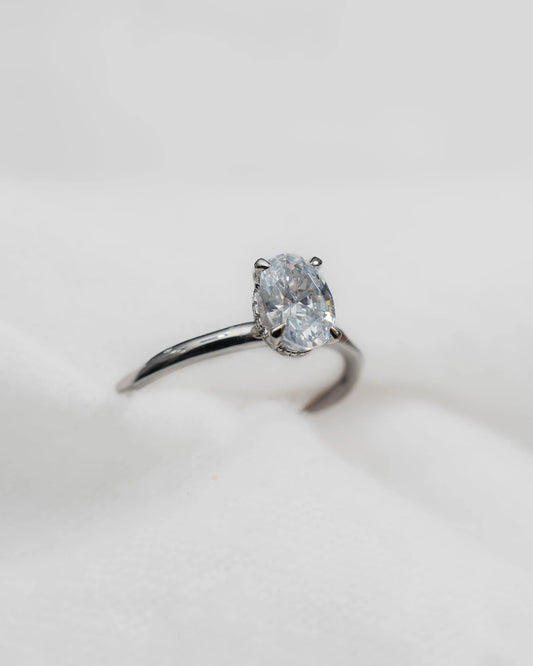 Oval Platinum Lab Grown Diamond Solitaire (Hidden Halo) - Lester & Brown