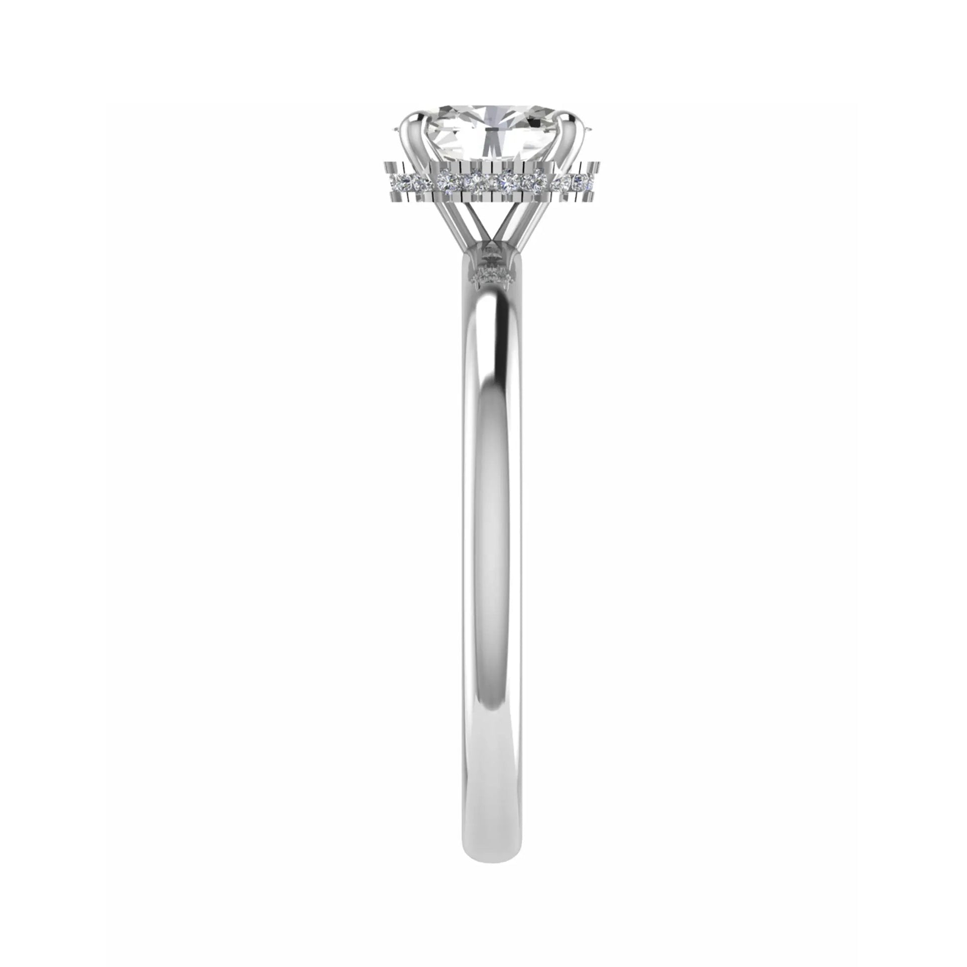 Oval Platinum Lab Grown Diamond Solitaire (Hidden Halo) - Lester & Brown