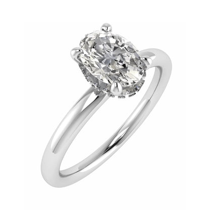 Oval Platinum Lab Grown Diamond Solitaire (Hidden Halo) - Lester & Brown