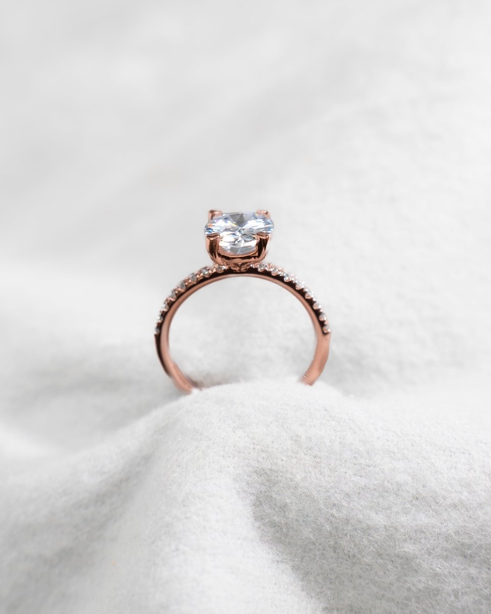 Oval Rose Gold Lab Grown Diamond Set Shoulders - Lester & Brown