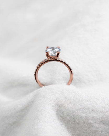 Oval Rose Gold Lab Grown Diamond Set Shoulders - Lester & Brown