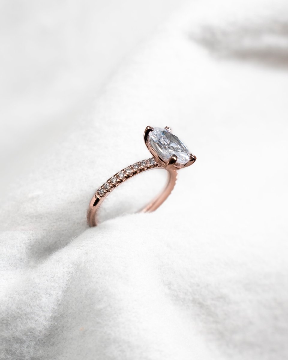 Oval Rose Gold Lab Grown Diamond Set Shoulders - Lester & Brown