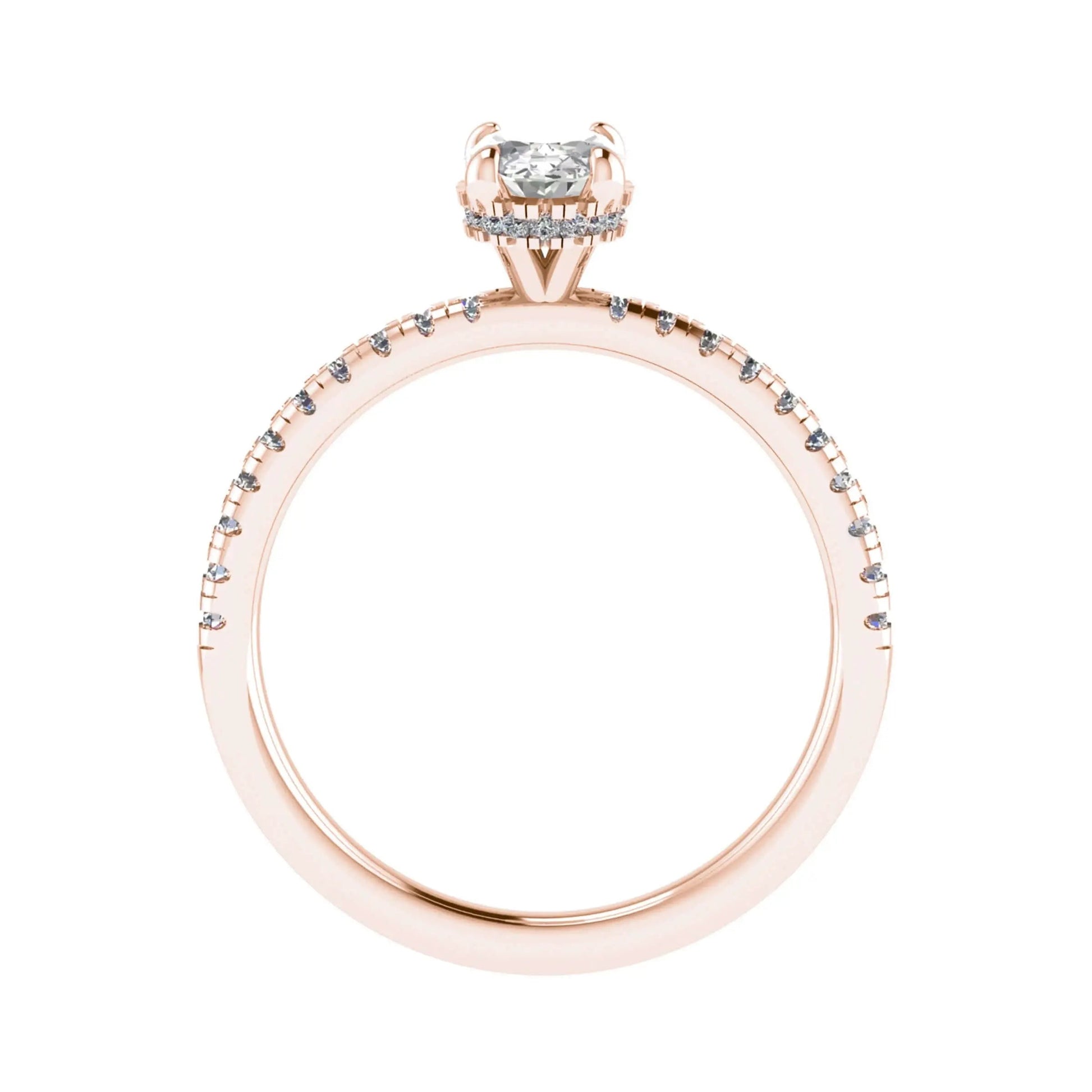 Oval Rose Gold Lab Grown Diamond Set Shoulders (Hidden Halo) - Lester & Brown