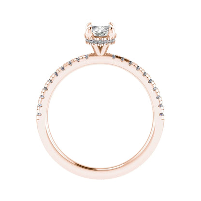 Oval Rose Gold Lab Grown Diamond Set Shoulders (Hidden Halo) - Lester & Brown