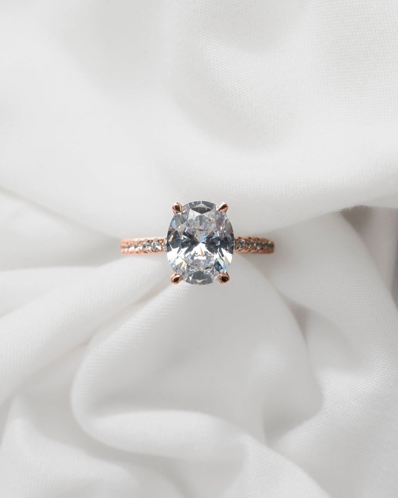 Oval Rose Gold Lab Grown Diamond Set Shoulders (Hidden Halo) - Lester & Brown