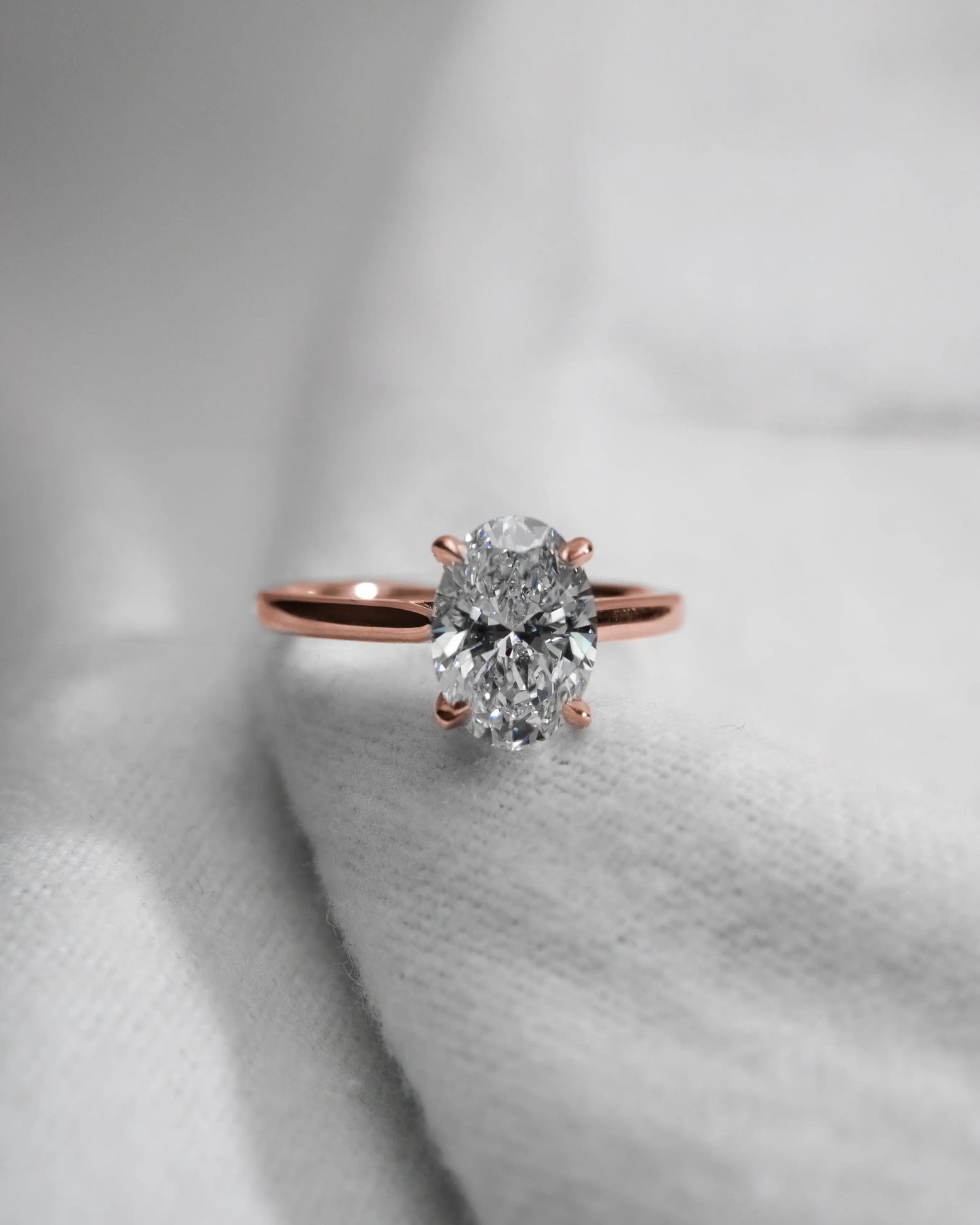 Oval Rose Gold Lab Grown Diamond Solitaire - Lester & Brown