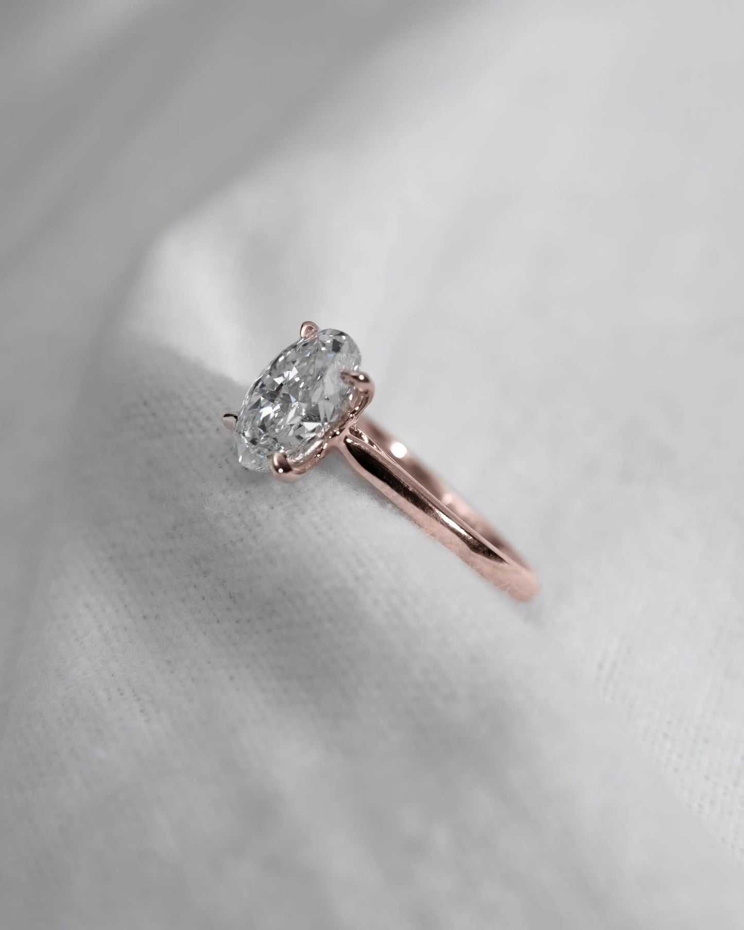 Oval Rose Gold Lab Grown Diamond Solitaire - Lester & Brown