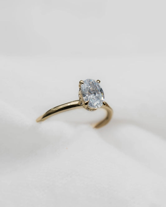 Oval Yellow Gold Lab Grown Diamond (Hidden Halo) - Lester & Brown
