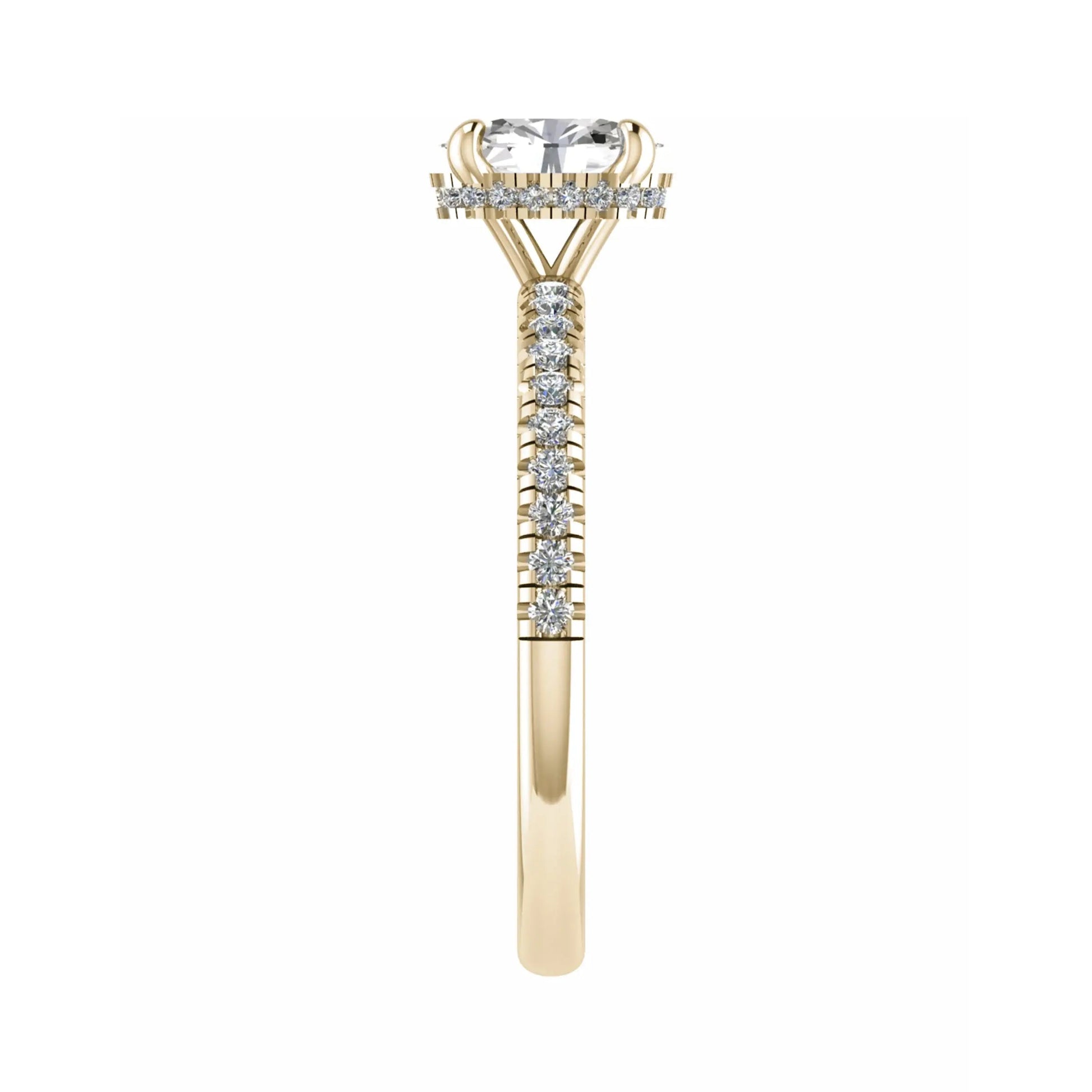 Oval Yellow Gold Lab Grown Diamond Set Shoulders (Hidden Halo) - Lester & Brown