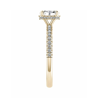 Oval Yellow Gold Lab Grown Diamond Set Shoulders (Hidden Halo) - Lester & Brown