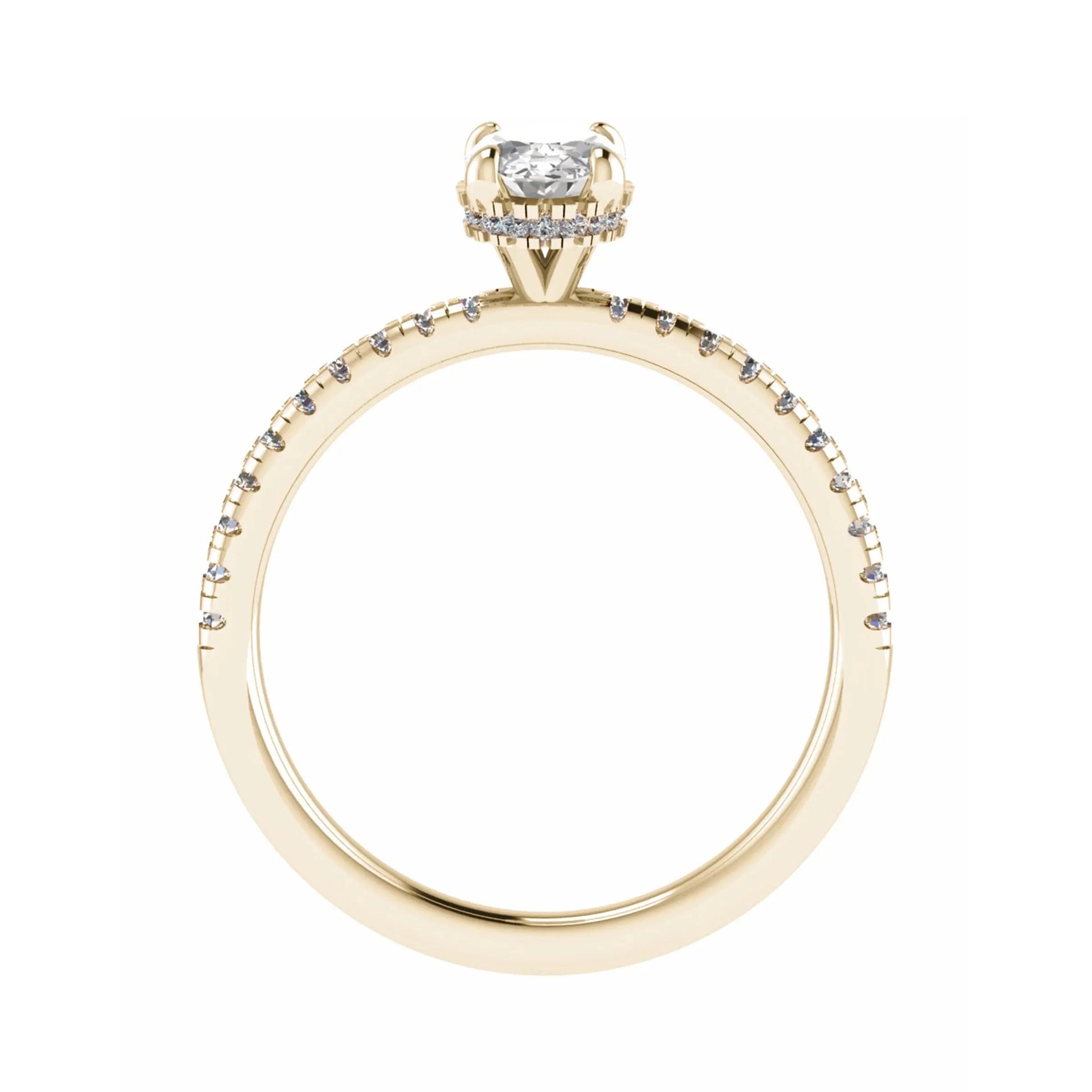 Oval Yellow Gold Lab Grown Diamond Set Shoulders (Hidden Halo) - Lester & Brown