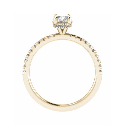 Oval Yellow Gold Lab Grown Diamond Set Shoulders (Hidden Halo) - Lester & Brown