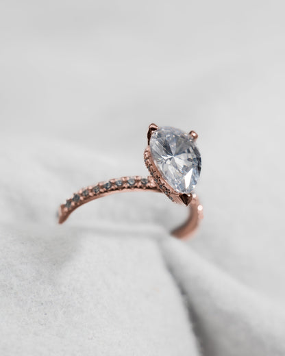 Pear 18K Rose Gold Lab Grown Diamond Set Shoulders (Hidden Halo) - Lester & Brown