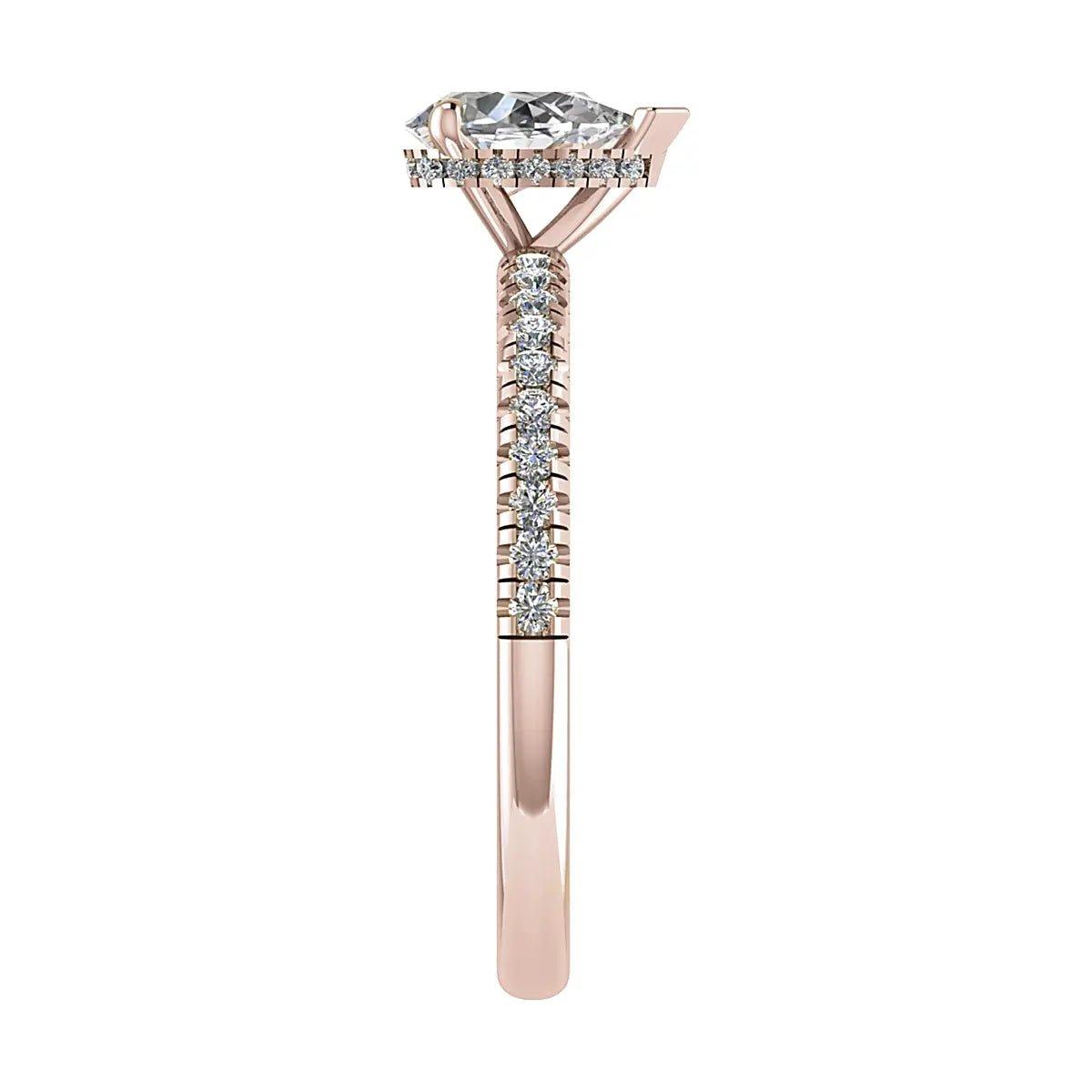 Pear 18K Rose Gold Lab Grown Diamond Set Shoulders (Hidden Halo) - Lester & Brown