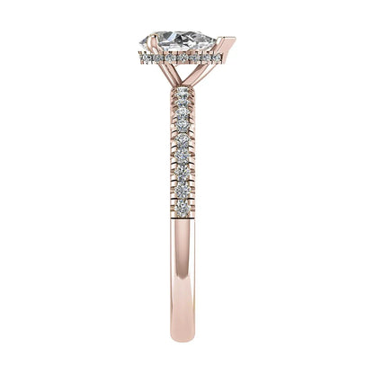 Pear 18K Rose Gold Lab Grown Diamond Set Shoulders (Hidden Halo) - Lester & Brown