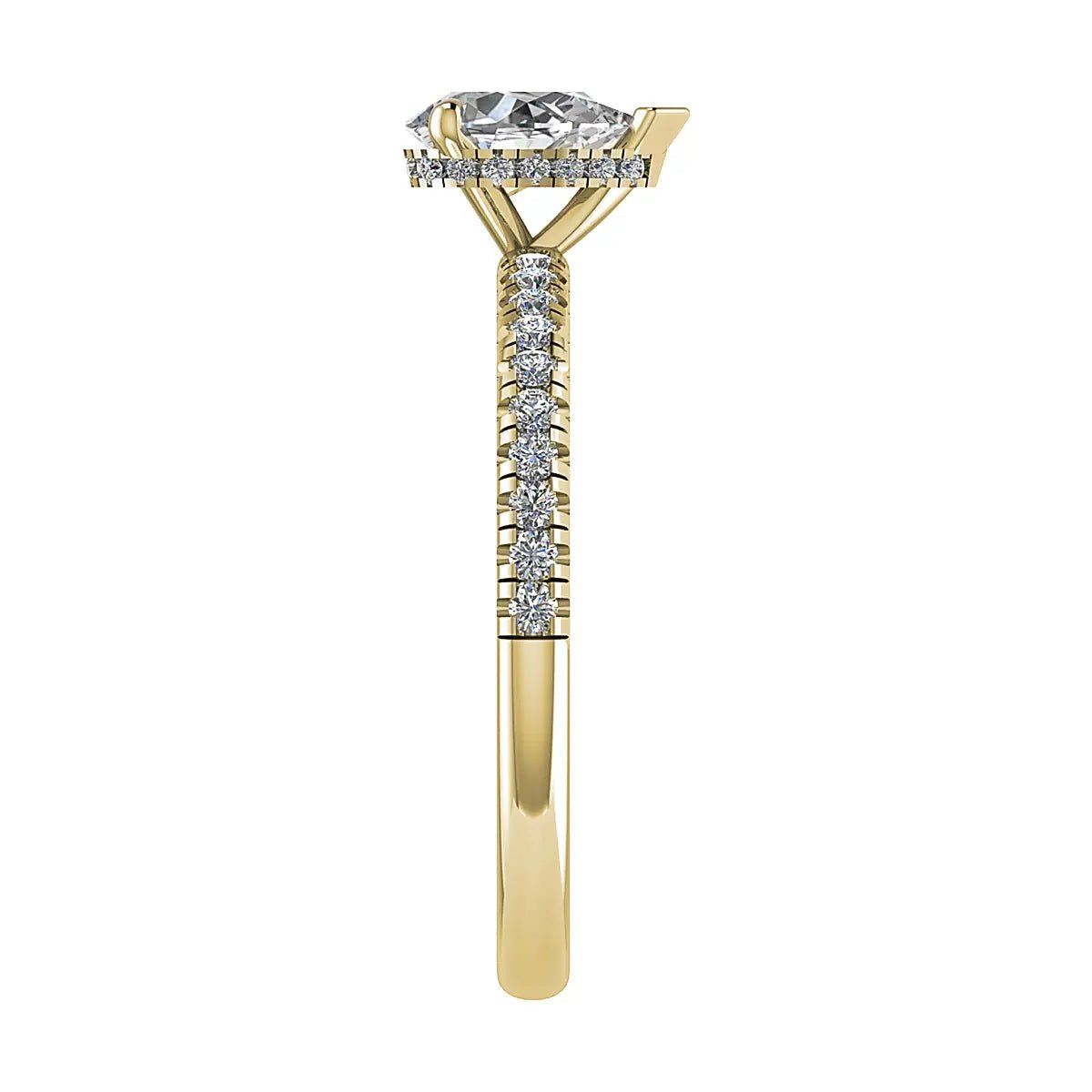 Pear 18K Yellow Gold Lab Grown Diamond Set Shoulders (Hidden Halo) - Lester & Brown