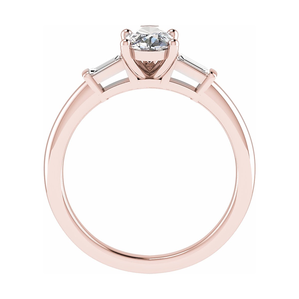 Pear & Tapered Baguette | Rose Gold Lab Grown Diamond Trilogy Engagement Ring - Lester & Brown