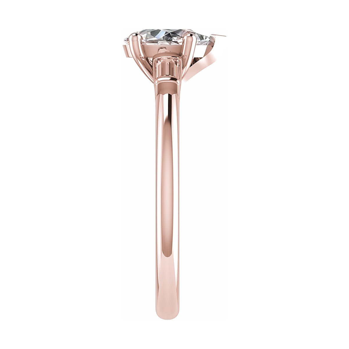 Pear & Tapered Baguette | Rose Gold Lab Grown Diamond Trilogy Engagement Ring - Lester & Brown