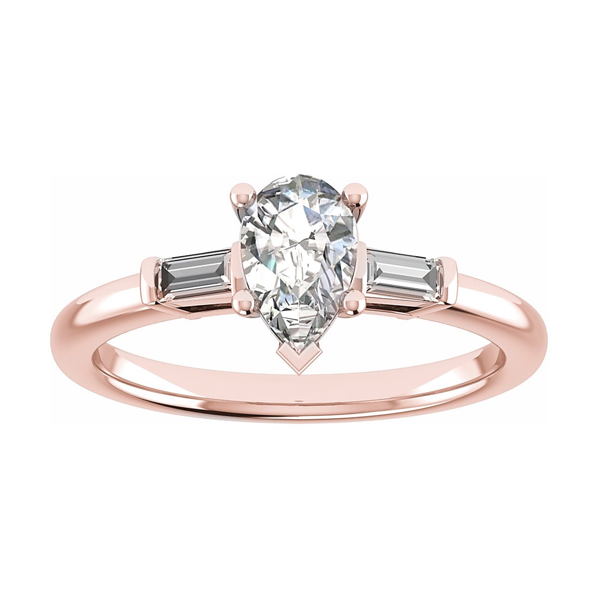 Pear & Tapered Baguette | Rose Gold Lab Grown Diamond Trilogy Engagement Ring - Lester & Brown