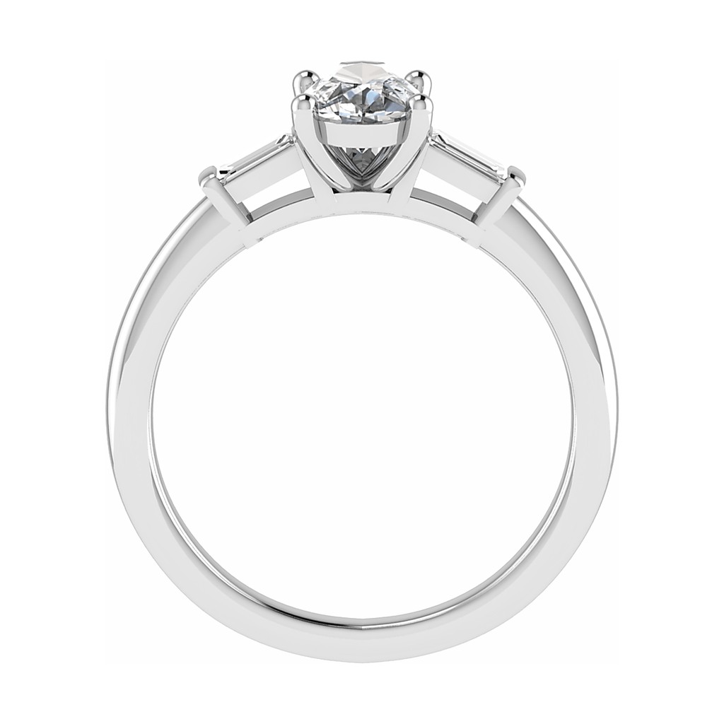 Pear & Tapered Baguette | White Gold Lab Grown Diamond Trilogy Engagement Ring - Lester & Brown