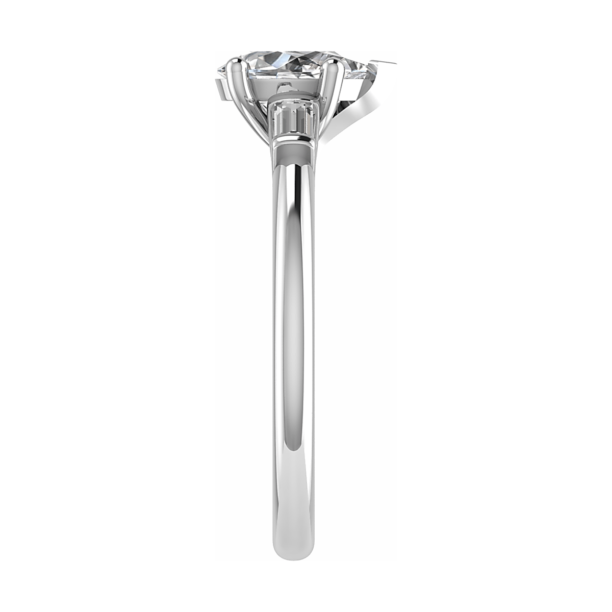 Pear & Tapered Baguette | White Gold Lab Grown Diamond Trilogy Engagement Ring - Lester & Brown