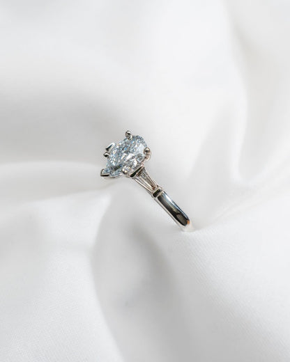 Pear & Tapered Baguette | White Gold Lab Grown Diamond Trilogy Engagement Ring - Lester & Brown