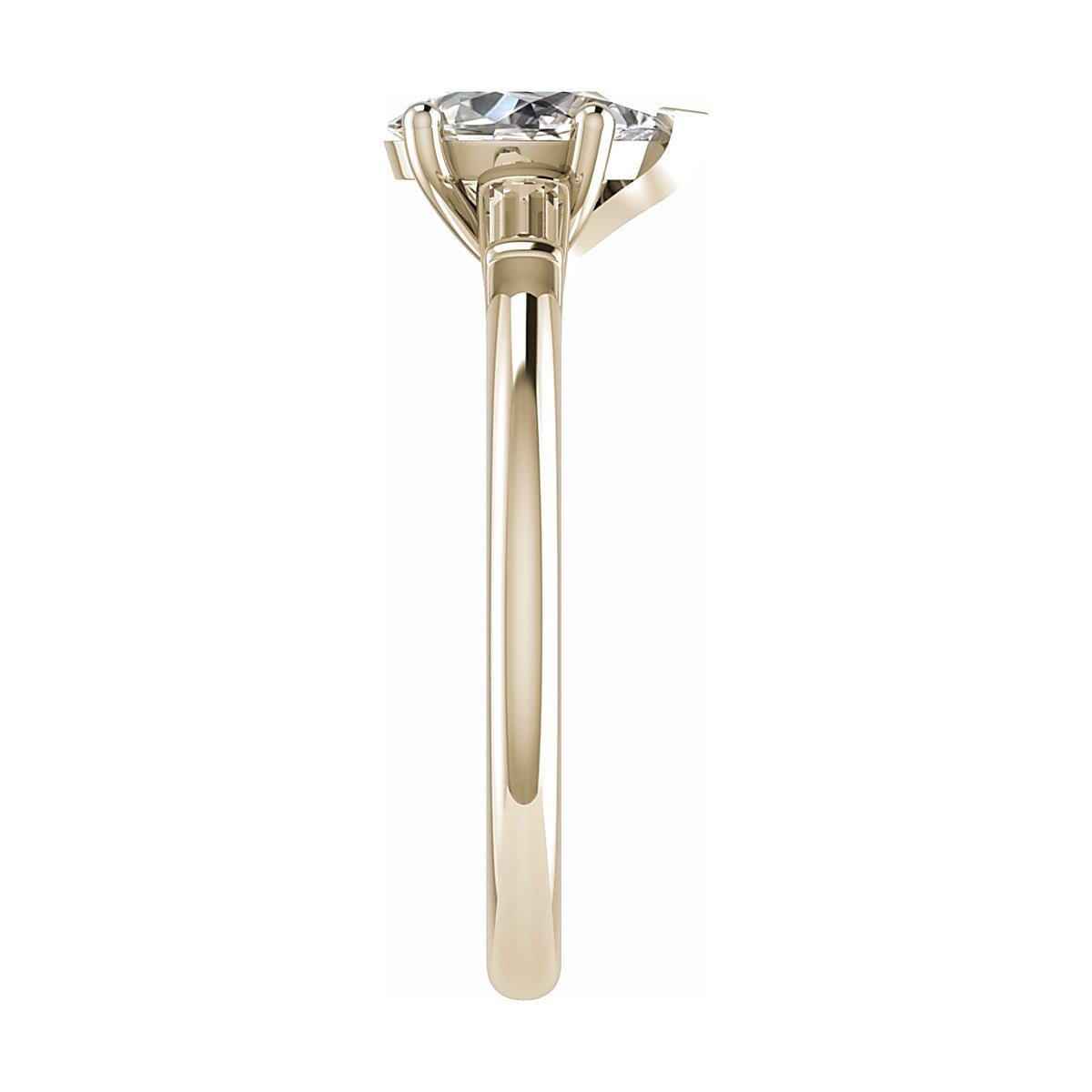 Pear & Tapered Baguette | Yellow Gold Lab Grown Diamond Trilogy Engagement Ring - Lester & Brown
