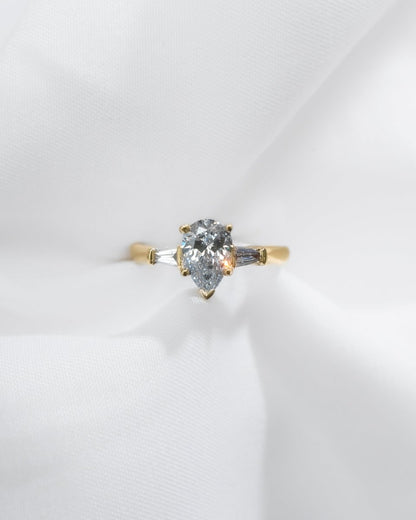 Pear & Tapered Baguette | Yellow Gold Lab Grown Diamond Trilogy Engagement Ring - Lester & Brown