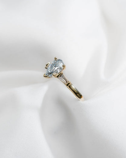 Pear & Tapered Baguette | Yellow Gold Lab Grown Diamond Trilogy Engagement Ring - Lester & Brown