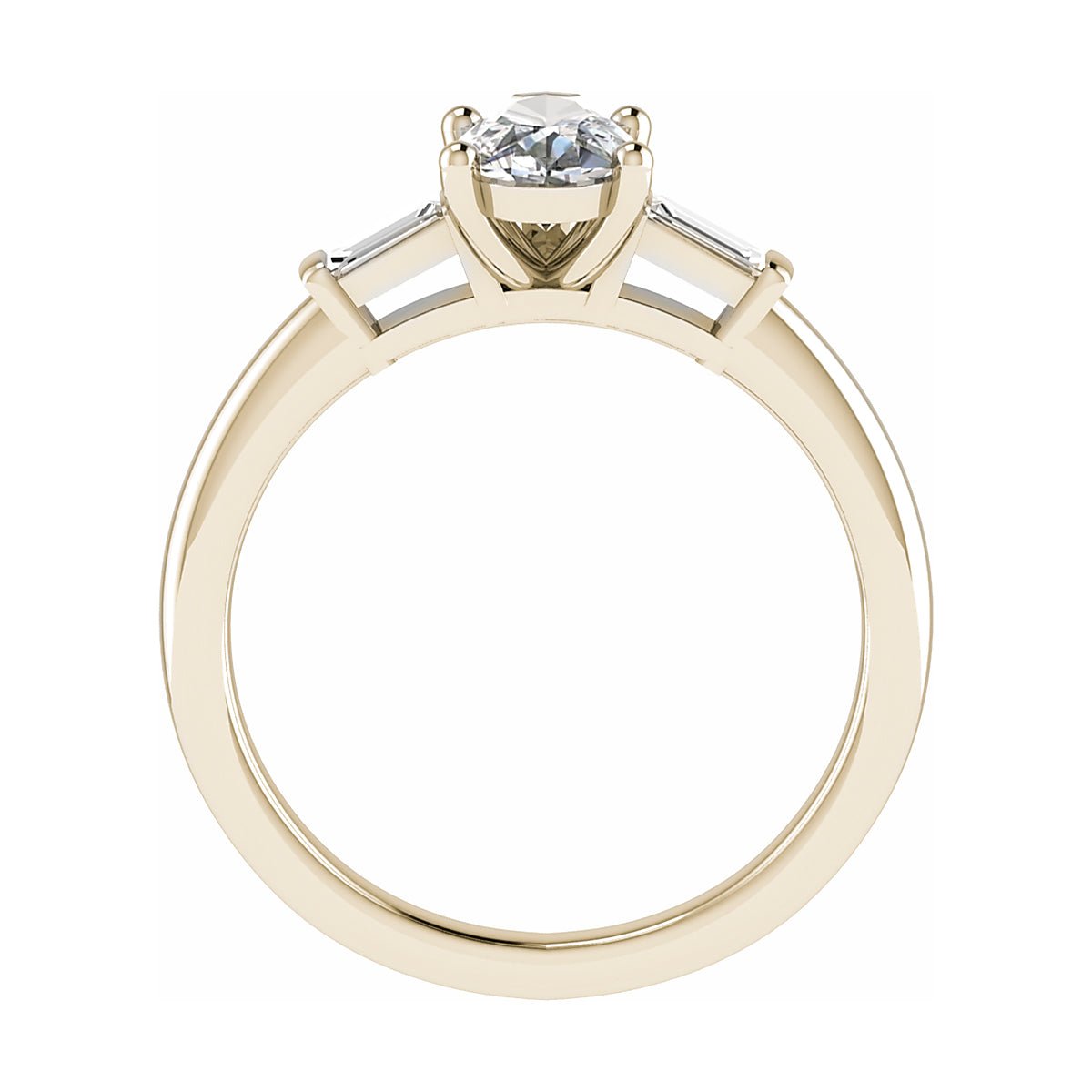 Pear & Tapered Baguette | Yellow Gold Lab Grown Diamond Trilogy Engagement Ring - Lester & Brown