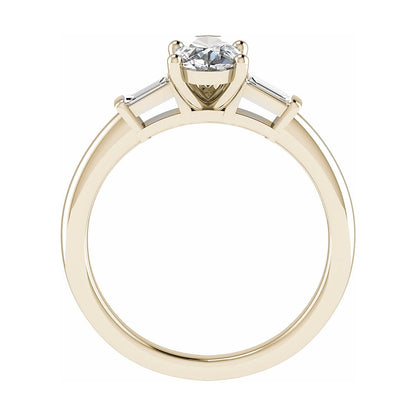 Pear & Tapered Baguette | Yellow Gold Lab Grown Diamond Trilogy Engagement Ring - Lester & Brown