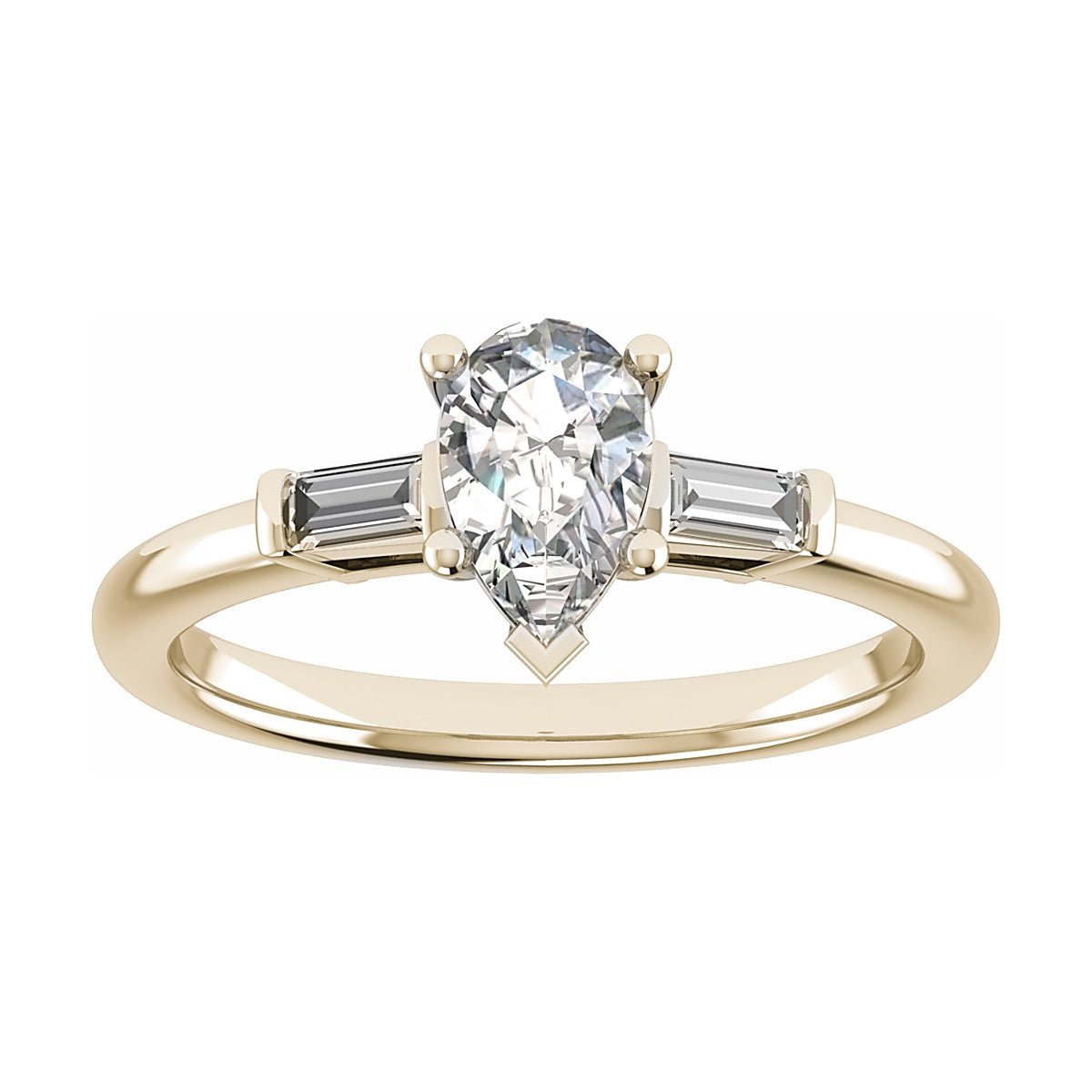 Pear & Tapered Baguette | Yellow Gold Lab Grown Diamond Trilogy Engagement Ring - Lester & Brown
