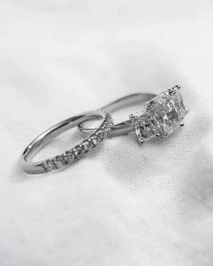 Radiant 18K White Gold Lab Grown Diamond Trilogy - Lester & Brown