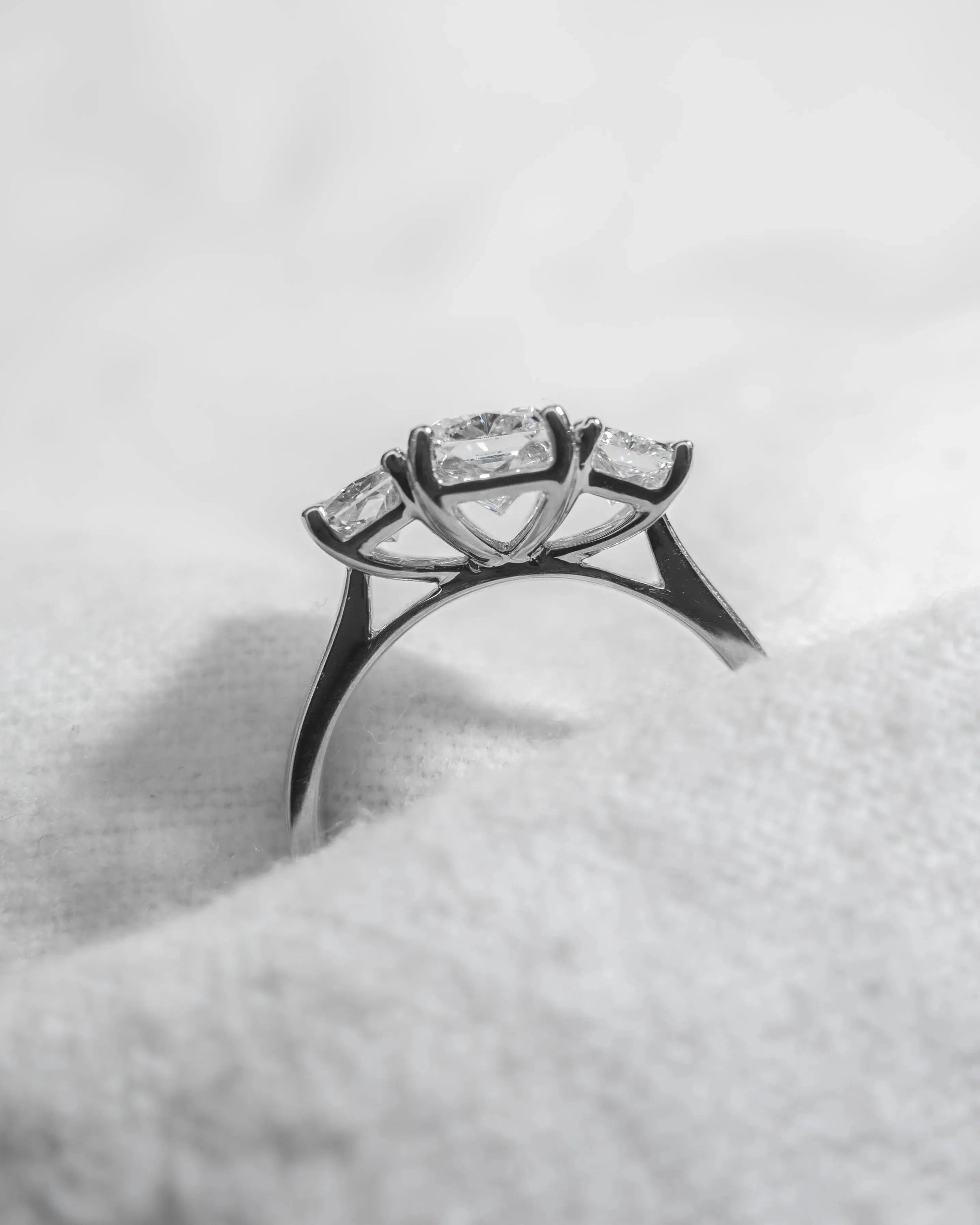 Radiant 18K White Gold Lab Grown Diamond Trilogy - Lester & Brown