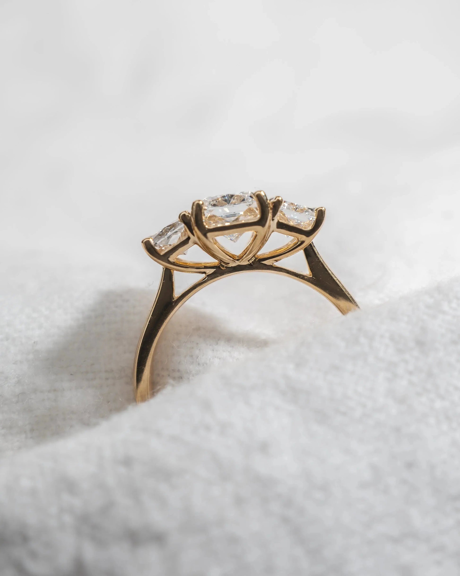 Radiant 18K Yellow Gold Lab Grown Diamond Trilogy - Lester & Brown